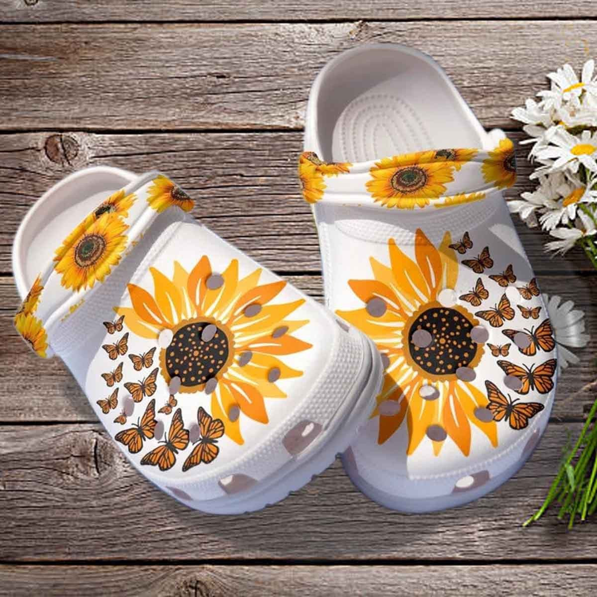 Be Kind Sunflower Butterfly Shoes Clogs - Sunflower Shoes Birthday Gift For Daughter