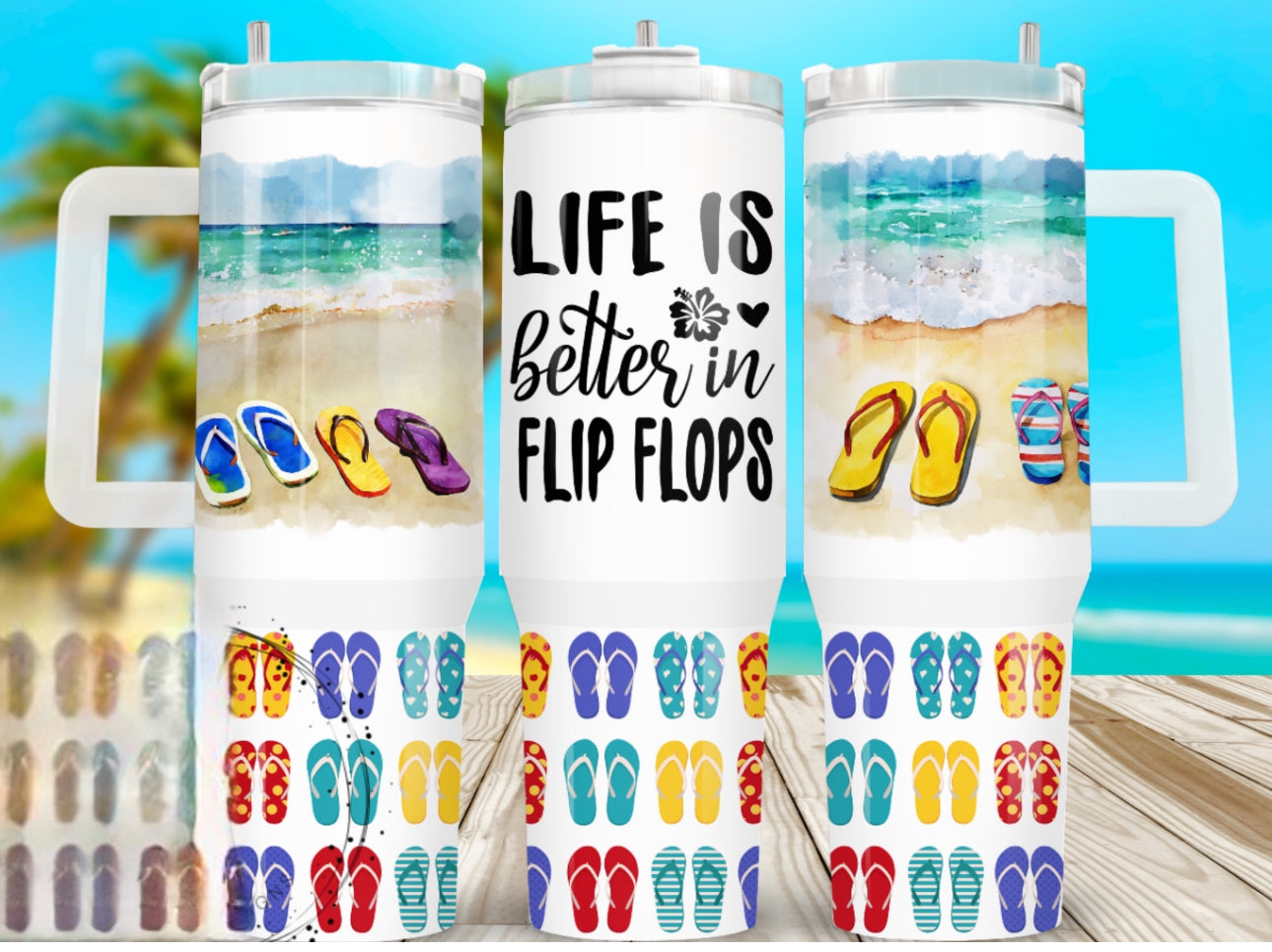 Beach Flipflops Custom Stanley Cup 40 oz 30 oz Tumbler With HandleTVC2301759