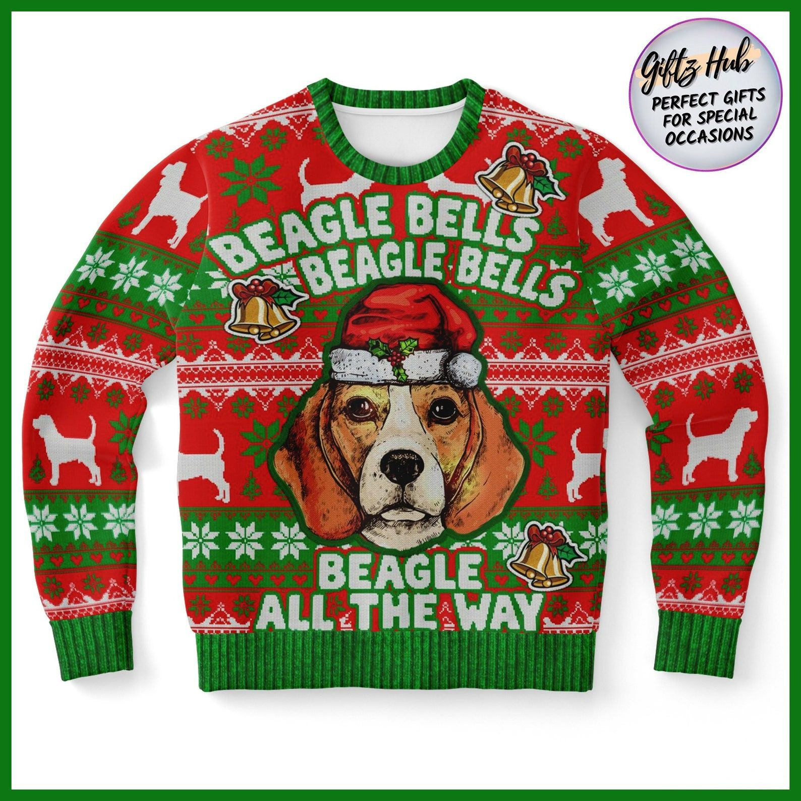 Beagle Bells Beagle Bells Beagle All The Way For Dog Lovers Ugly Christmas Sweater Adult 3D Funny Matching for family