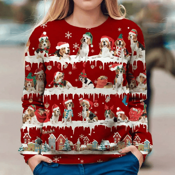 Beagle Christmas Ugly Christmas Sweater Adult 3D Funny Matching for family
