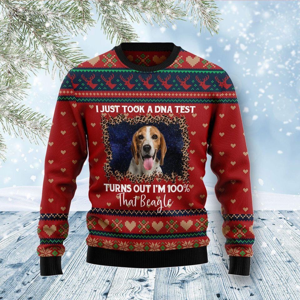 Beagle Dog Christmas Sweater - Holiday 3D Ugly Design