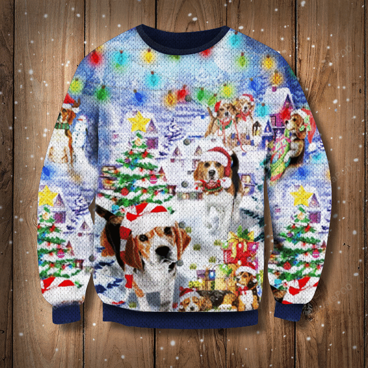 Beagle Dog Christmas Ugly Christmas Sweater Adult 3D Funny Matching for family