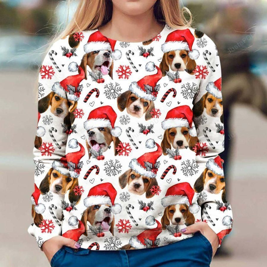 Beagle Dog Ugly Christmas Sweater Adult 3D Funny Matching for family