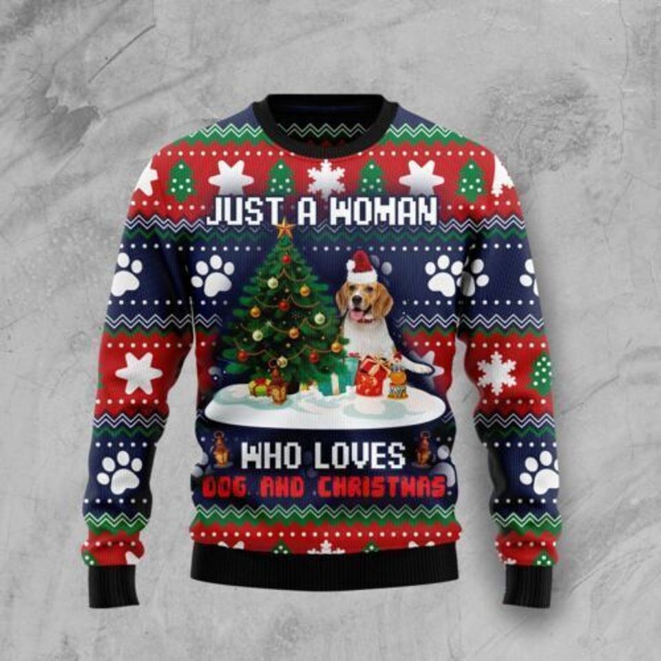 Beagle Just A Woman Who Loves Dog And Christmas 3D SWEATER Xmas