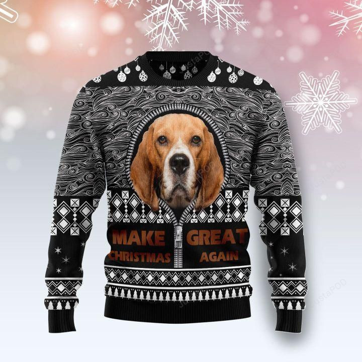 Beagle Make Great Again Ugly Christmas Sweater Adult 3D Funny Matching for family