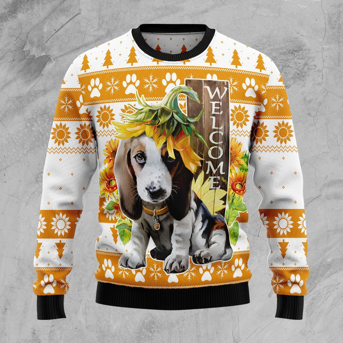 Beagle Sunflower Ugly Christmas Sweater Adult 3D Funny Matching for family