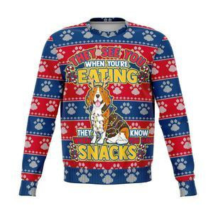 Beagle They Know When You Have Snacks Christmas Ugly Christmas Sweater Adult 3D Funny Matching for family