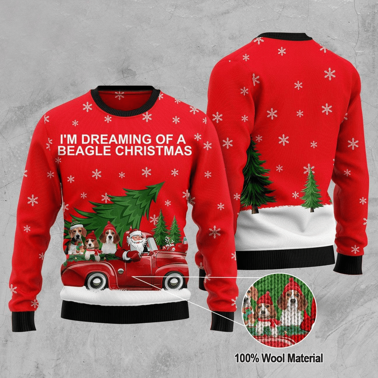 Beagle Ugly Christmas Sweater Adult 3D Funny Matching for family