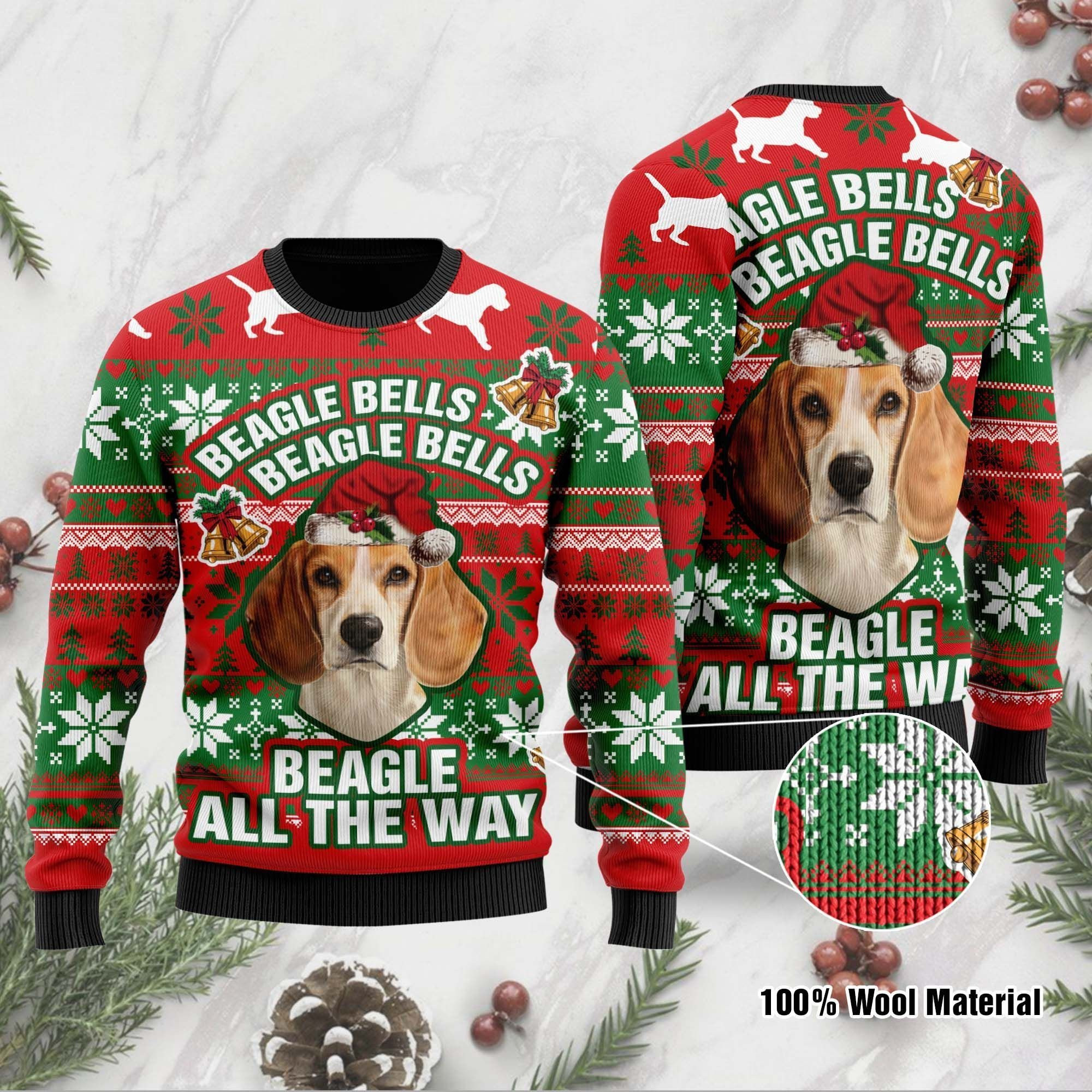 Beagle Xmas Ugly Christmas Sweater Adult 3D Funny Matching for family