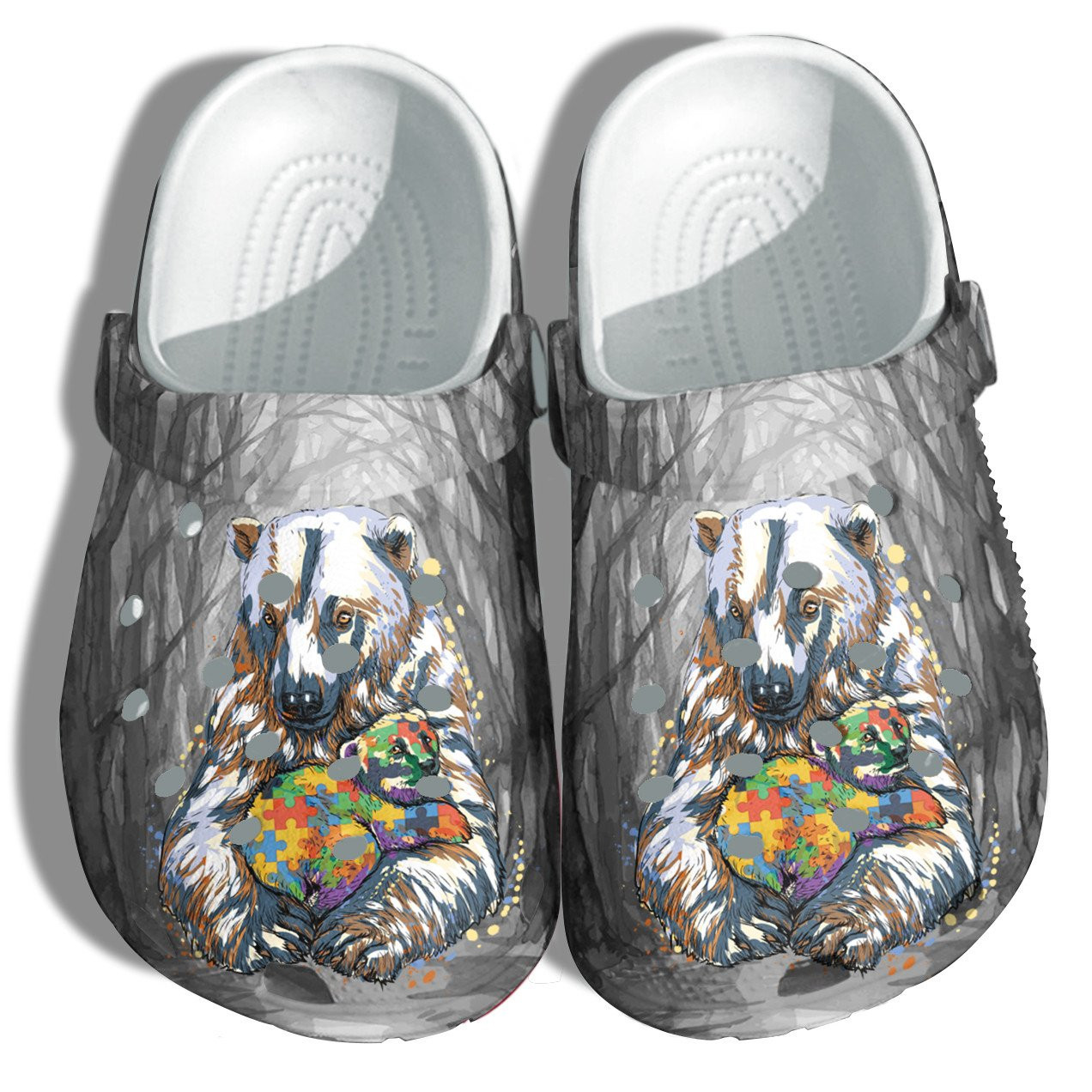 Bear And Baby Autism Awareness clogs Shoes Gifts For Birthday Christmas