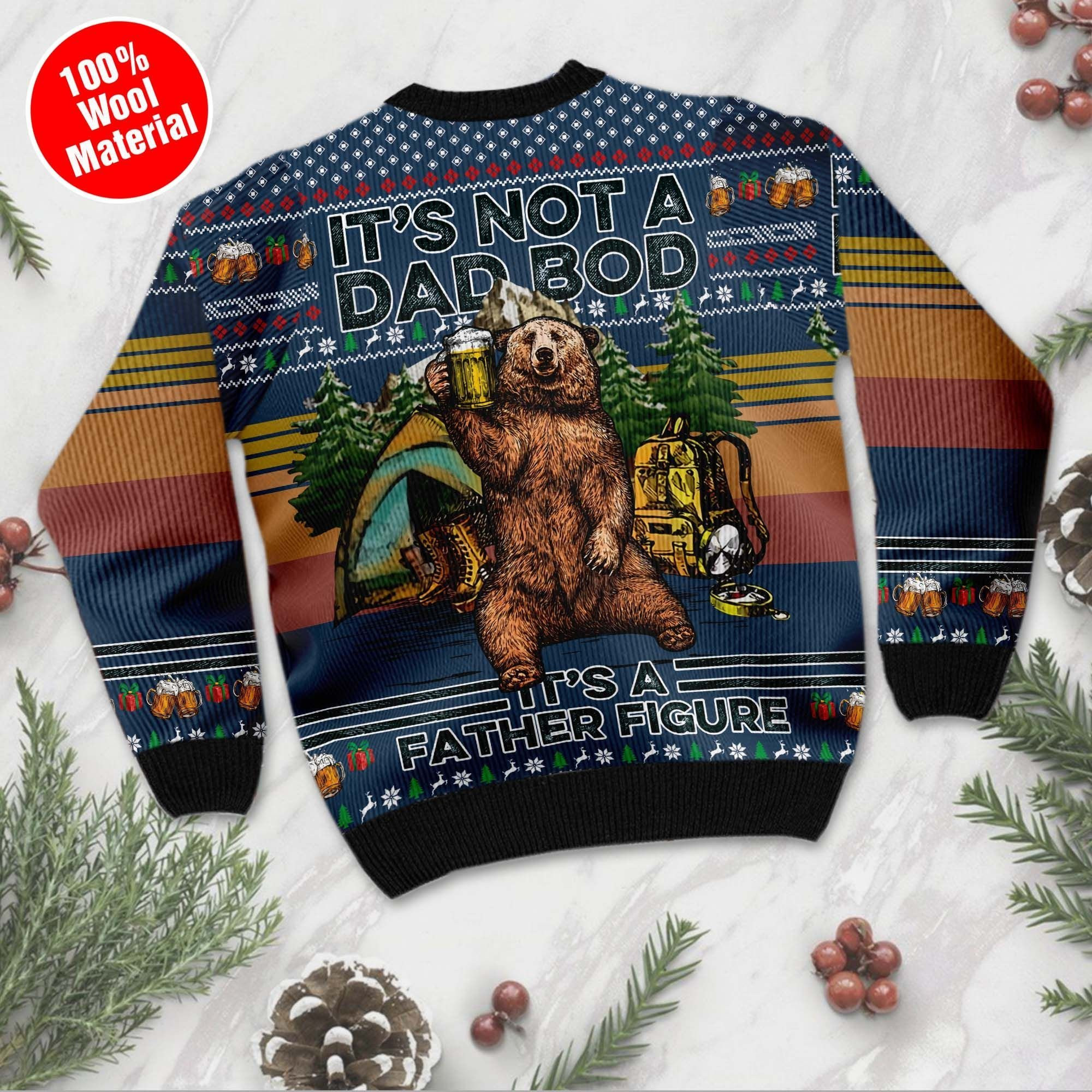 Bear And Beer It'S Not A Dad Bod Funny Ugly Christmas Sweater Adult 3D Funny Matching for family - Image 3