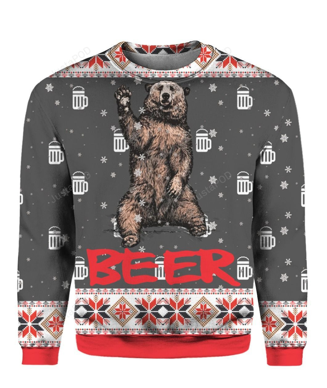 Bear Beer 3D Ugly Christmas Sweater Adult 3D Funny Matching for family
