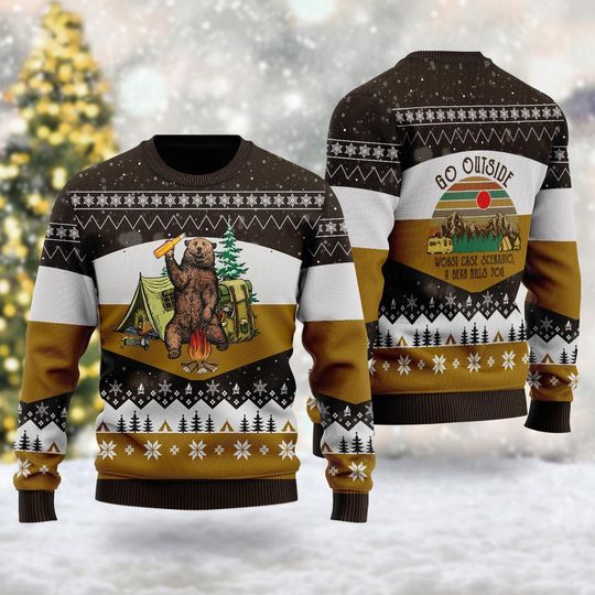 Bear Beer Campfire Christmas Ugly Sweatshirts, Christmas Gift For Men, Women, Kid - Image 6