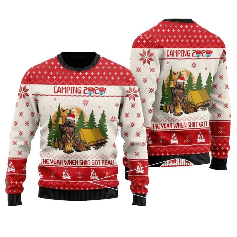 Bear Camping The Year Pattern 3D Sweater