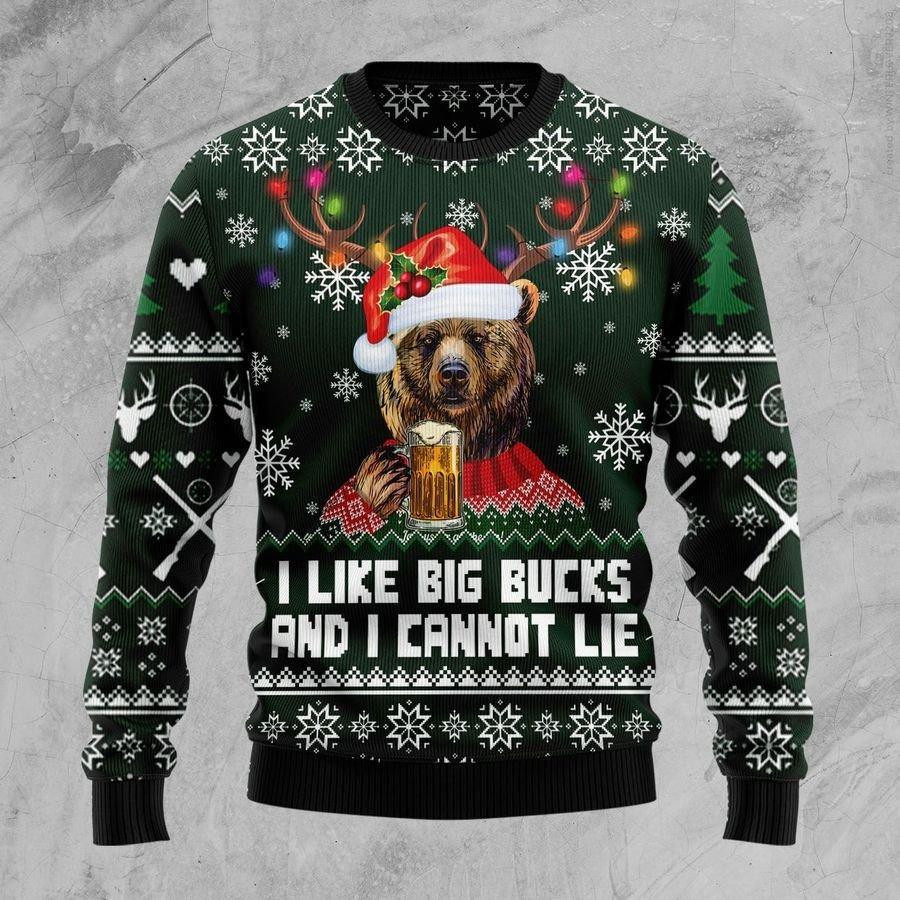 Bear Hunting And Beer Ugly Christmas Sweater Adult 3D Funny Matching for family