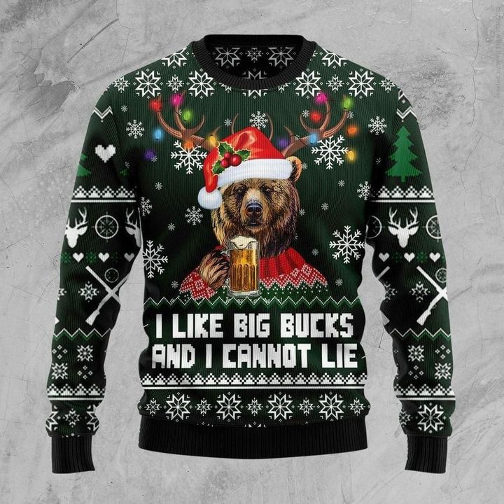 Bear Merry Christmas Ugly Christmas Sweater Adult 3D Funny Matching for family