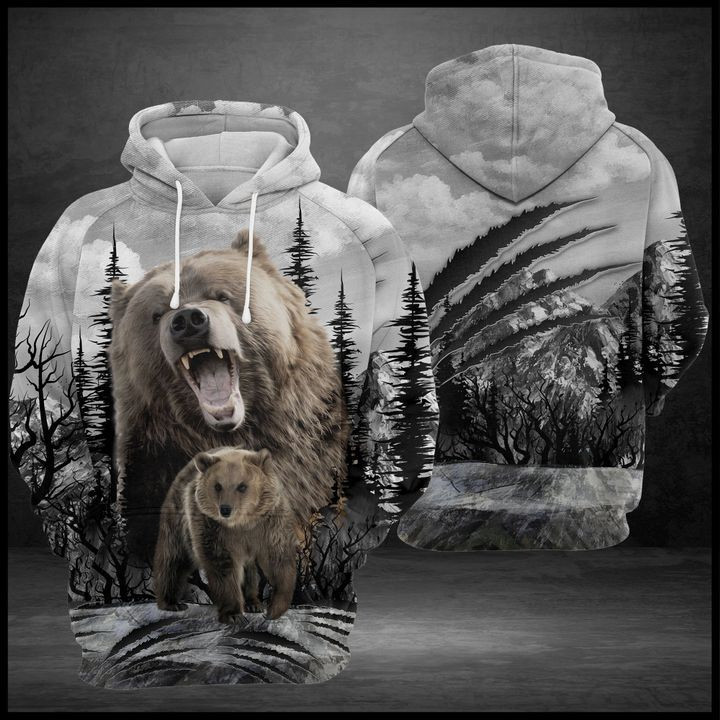 Bear Scratch 3D All Over Print Hoodie, Zip Hoodie