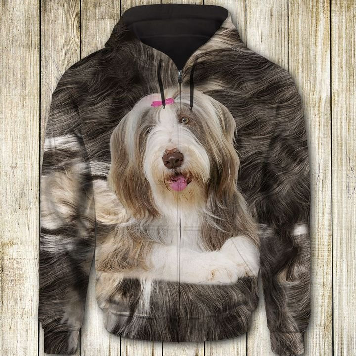 Bearded Collie Cute Face 3D All Over Print Hoodie, Zip Hoodie