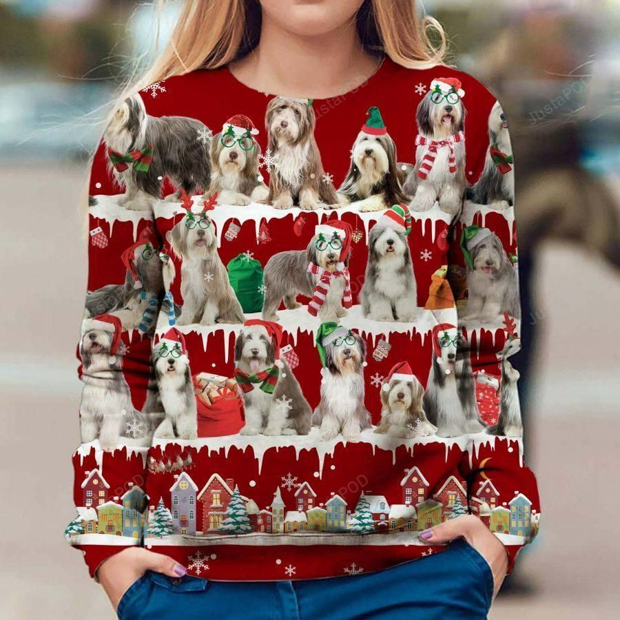 Bearded Collie Snow Christmas Ugly Christmas Sweater Adult 3D Funny Matching for family