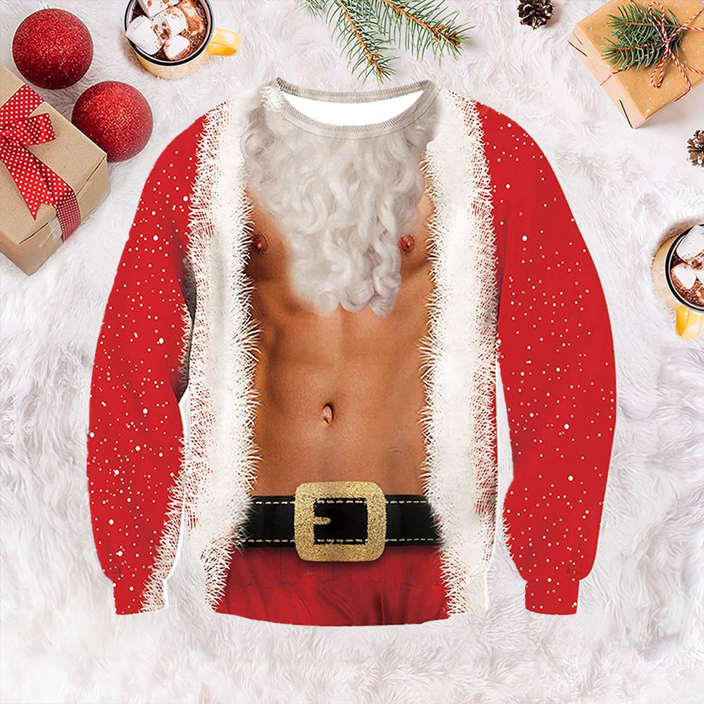 Bearded Muscle Ugly Christmas Sweater Funny Xmas Clothing Gifts For Him