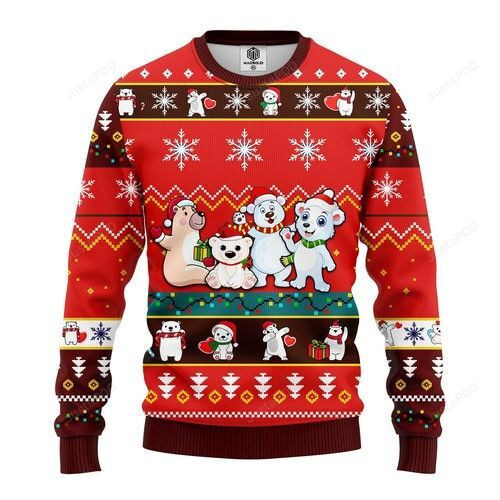 Bears Cute Noel Mc Christmas Red Style For Unisex Ugly Christmas Sweater Adult 3D Funny Matching for family