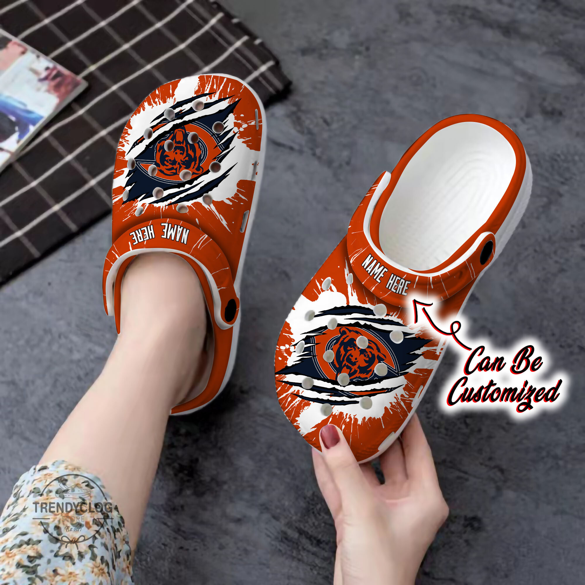 Bears Personalized CBears Football Ripped Claw Clog Shoes