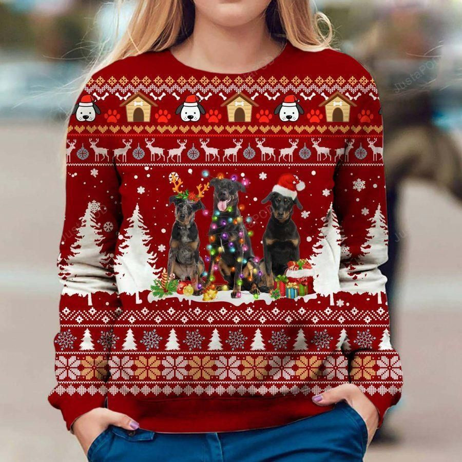 Beauceron Dog Christmas Ugly Christmas Sweater Adult 3D Funny Matching for family