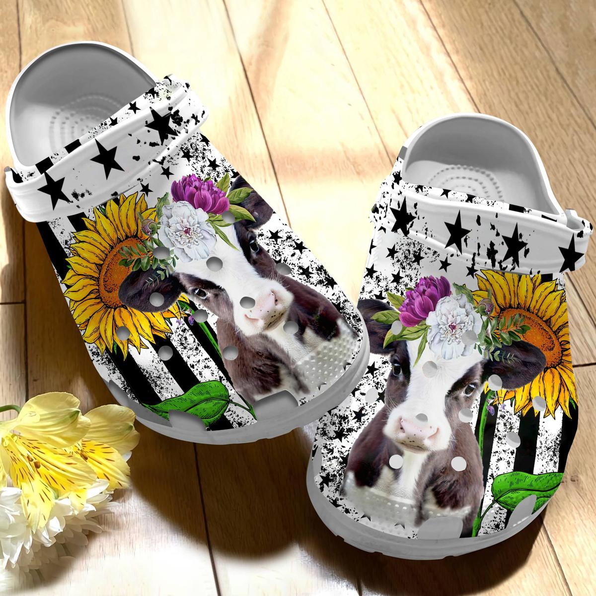 Beautiful Cow Crocs Crocband Clogs Shoes Comfortable For Men Women and Kids