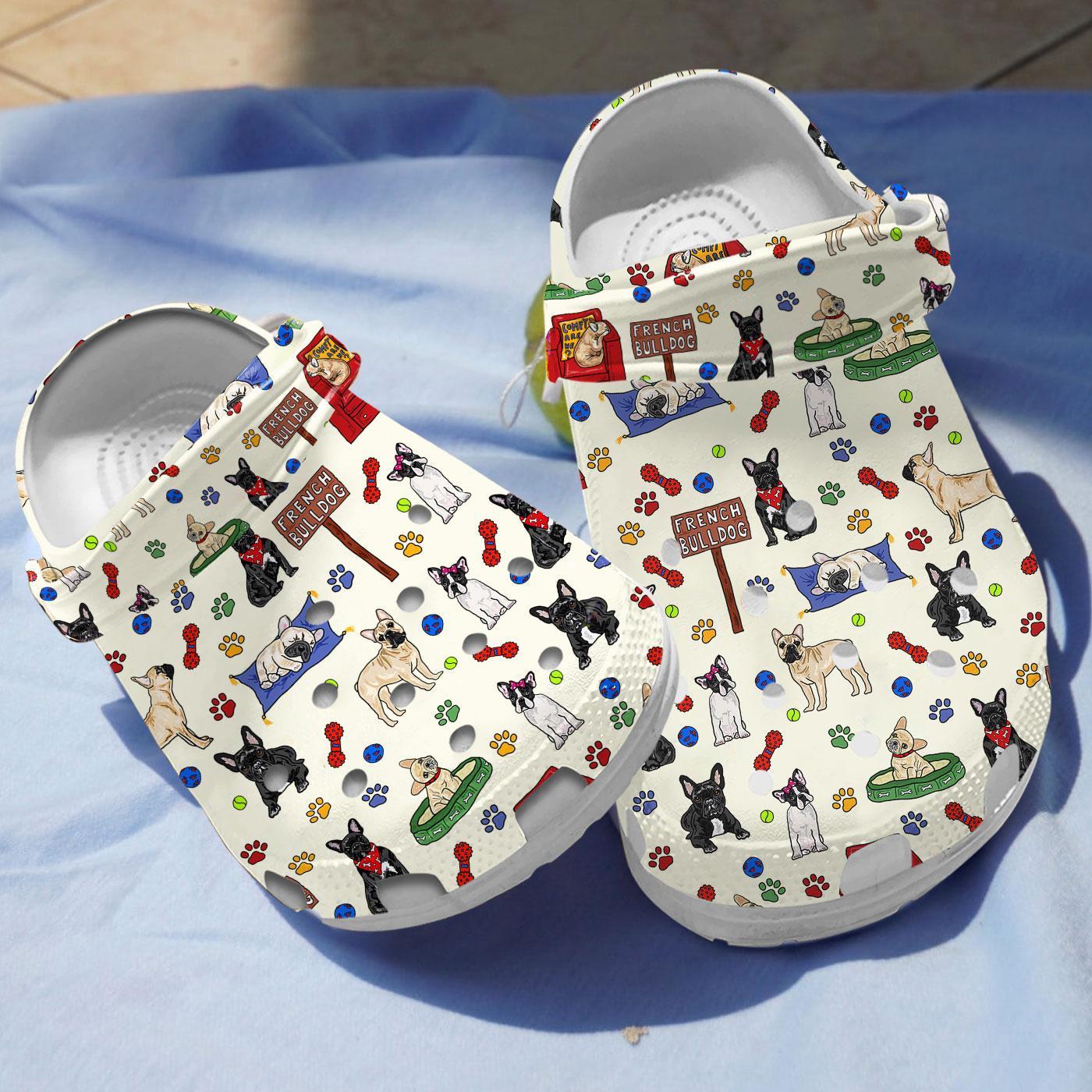 Beautiful French Bulldog Crocs Crocband Clogs Shoes Comfortable For Men Women and Kids