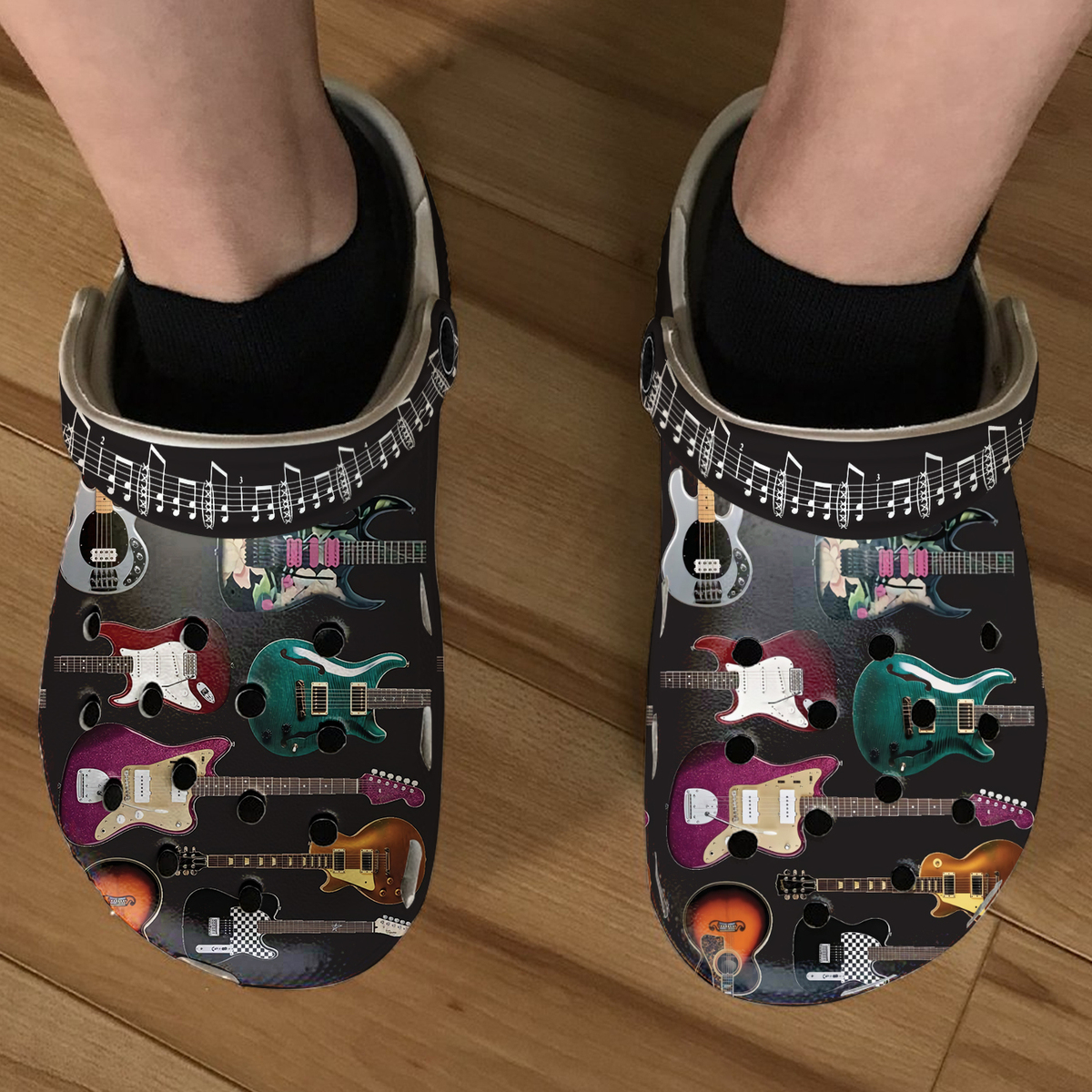 Beautiful Guitar Crocs Crocband Clogs Shoes Comfortable For Men Women and Kids