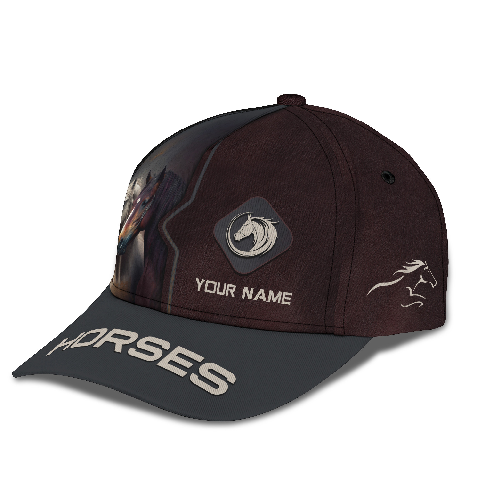 Beautiful Horses Personalized Name 3D Classic Cap Trucker Hats Custom Hats Gifts For Men & Women