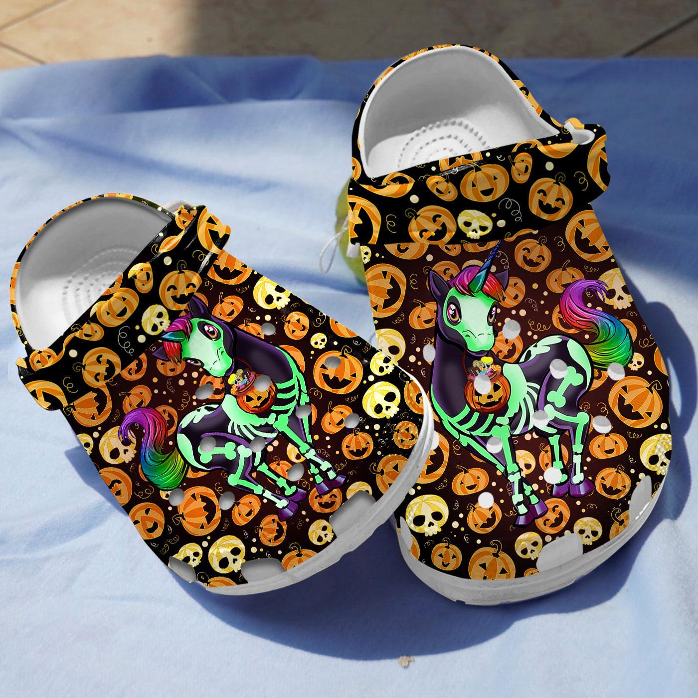 Beautiful Unicorn Skeleton Crocs Crocband Clogs Shoes Comfortable For Men Women and Kids
