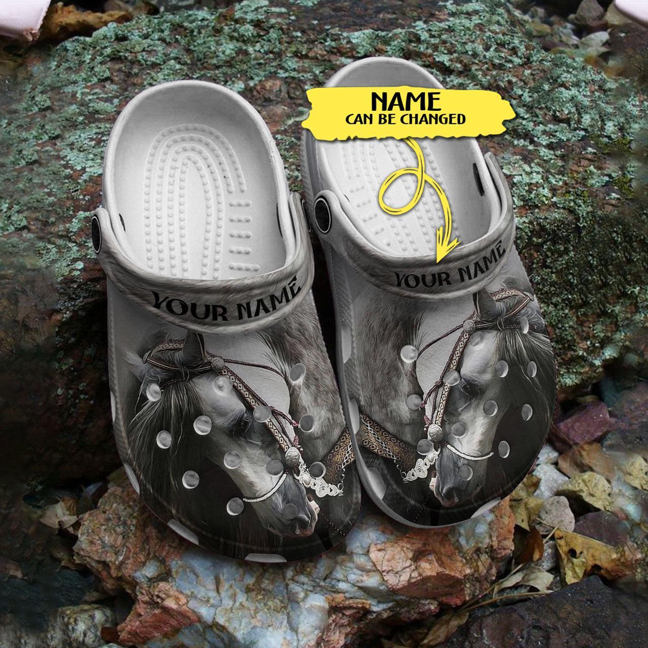 Beautiful White Horse Crocs Crocband Clogs Shoes Comfortable For Men Women and Kids - Image 2