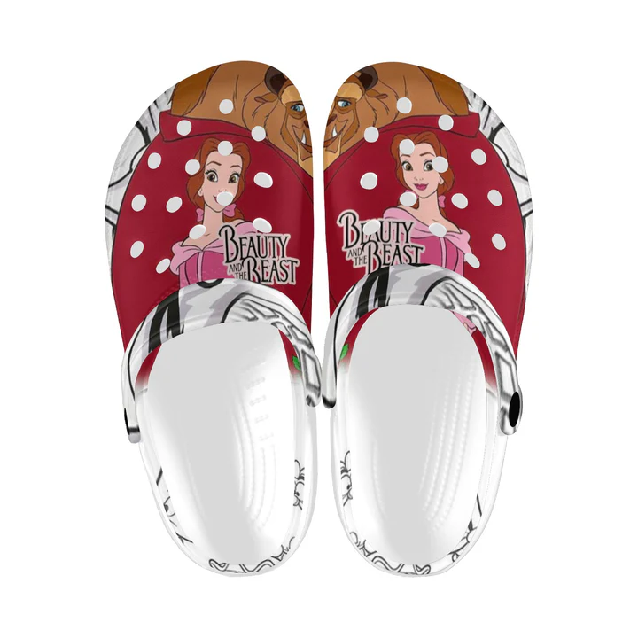 Beauty And The Beast Cartoon Crocs Crocband Clogs Shoes Comfortable For Men Women and Kids