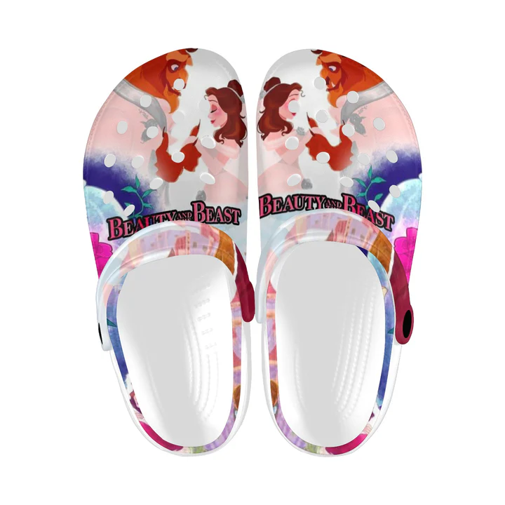 Beauty And The Beast Cartoon Crocs Crocband Clogs Shoes Comfortable For Men Women and Kids
