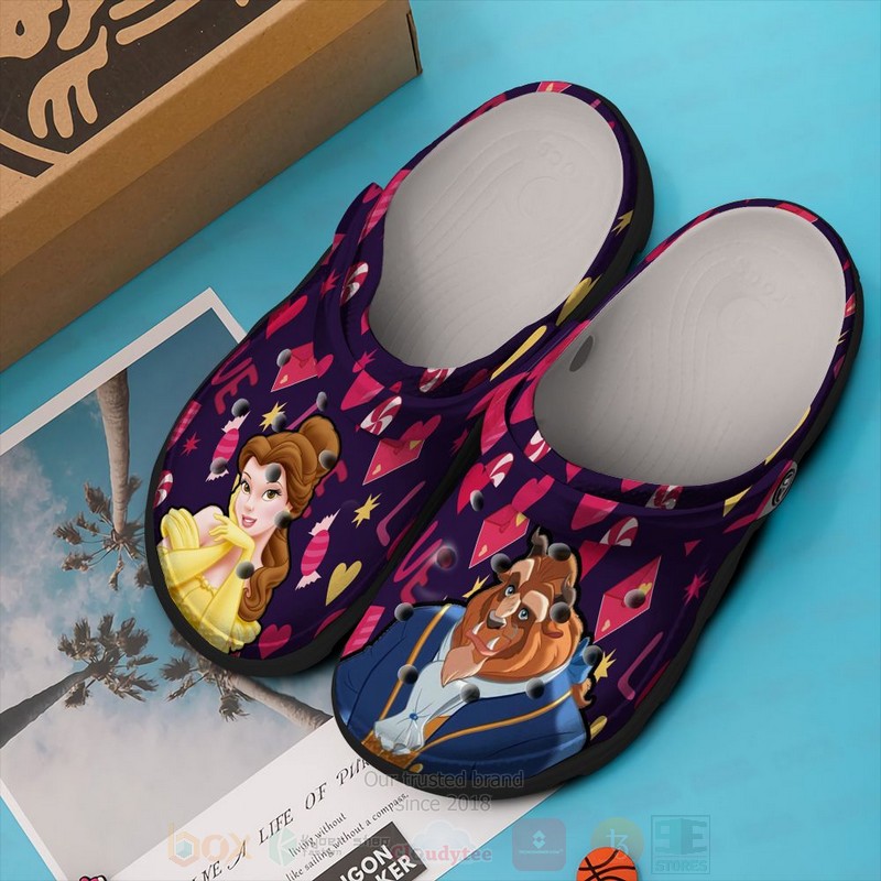 Beauty And The Beast Cartoon Crocs Crocband Clogs Shoes Comfortable For Men Women and Kids