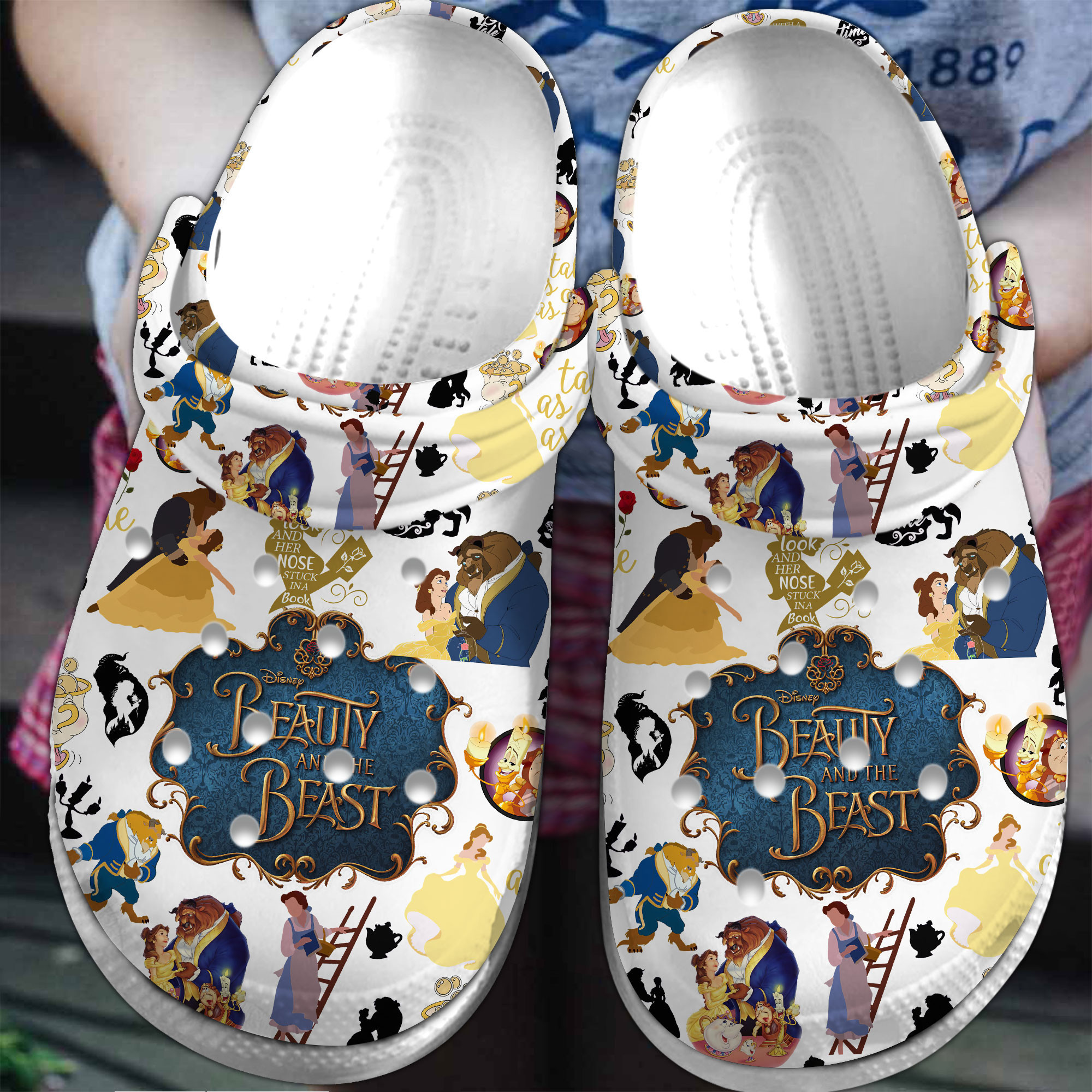 Beauty And The Beast Cartoon Movie Crocs Crocband Clogs Shoes Comfortable For Men Women and Kids