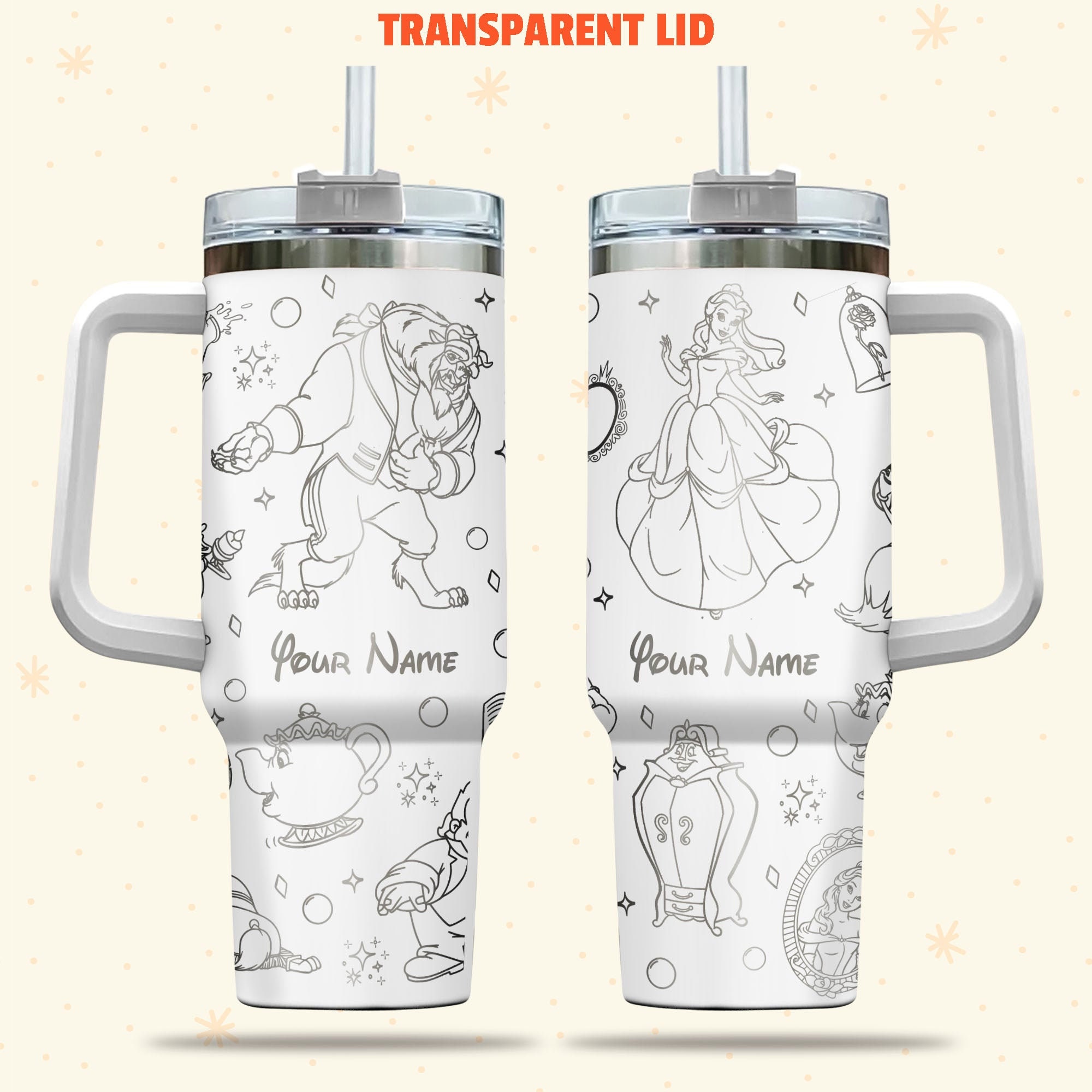 Beauty And The Beast Disney Cartoon Custom Stanley Cup 40 oz 30 oz Tumbler With HandleTVC2301977