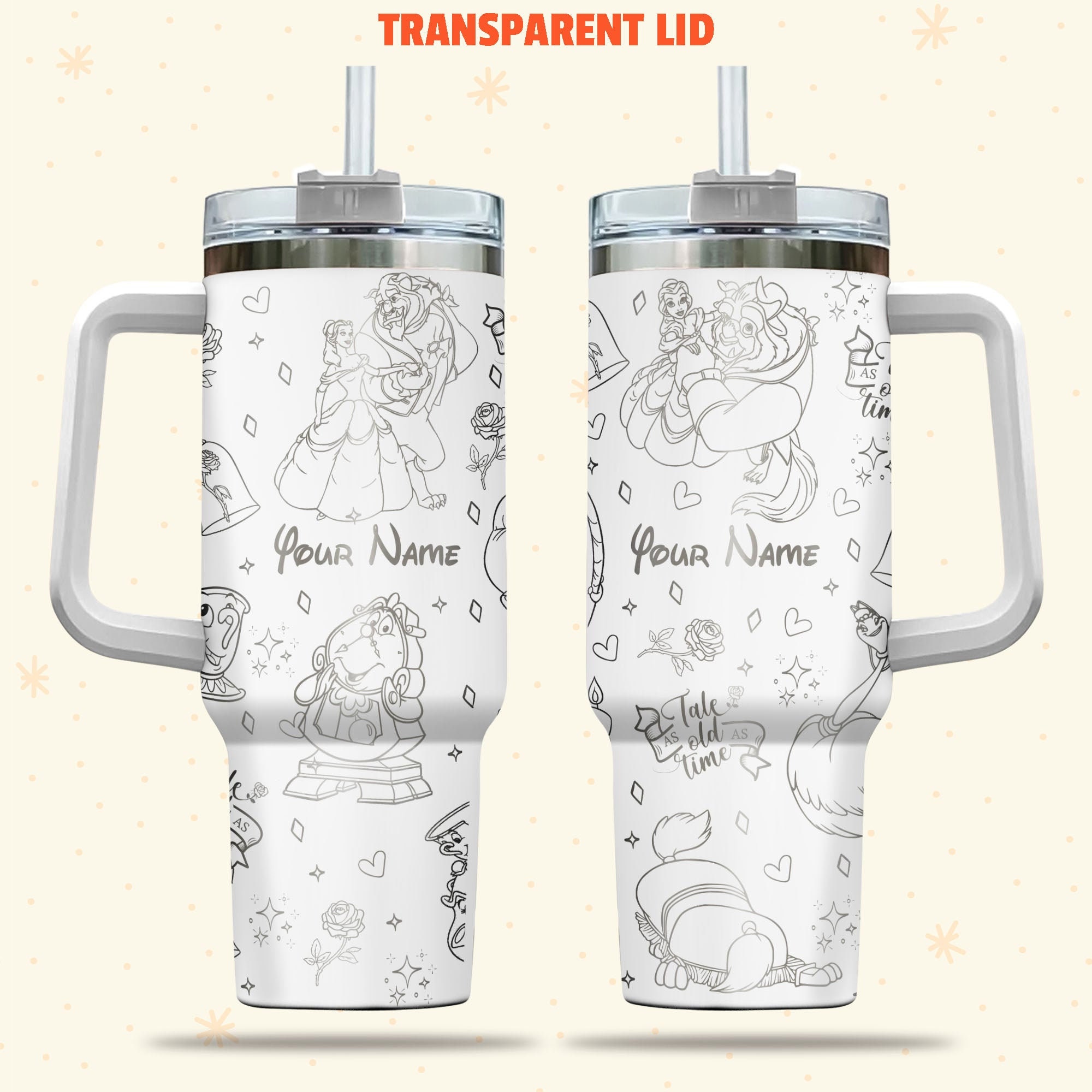 Beauty And The Beast Disney Cartoon Custom Stanley Cup 40 oz 30 oz Tumbler With HandleTVC2301980