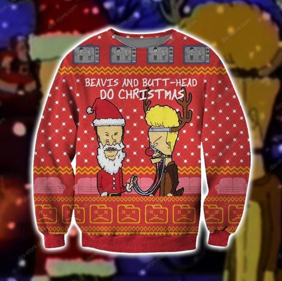 Beavis and Butt-Head Do Christmas Ugly Knitted Christmas 3D Sweater