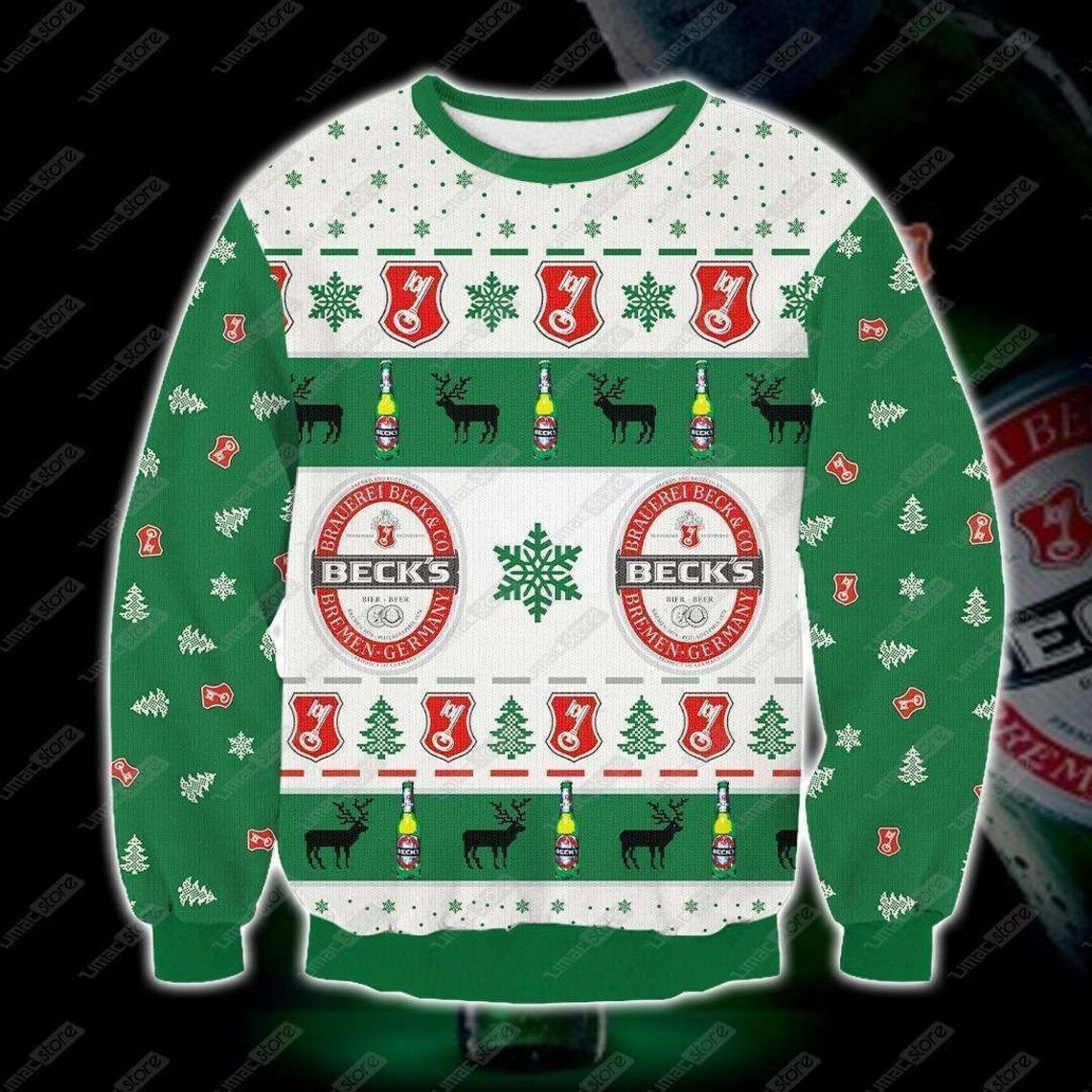 Beck?S Beer Ugly Christmas Sweater Adult 3D Funny Matching for family