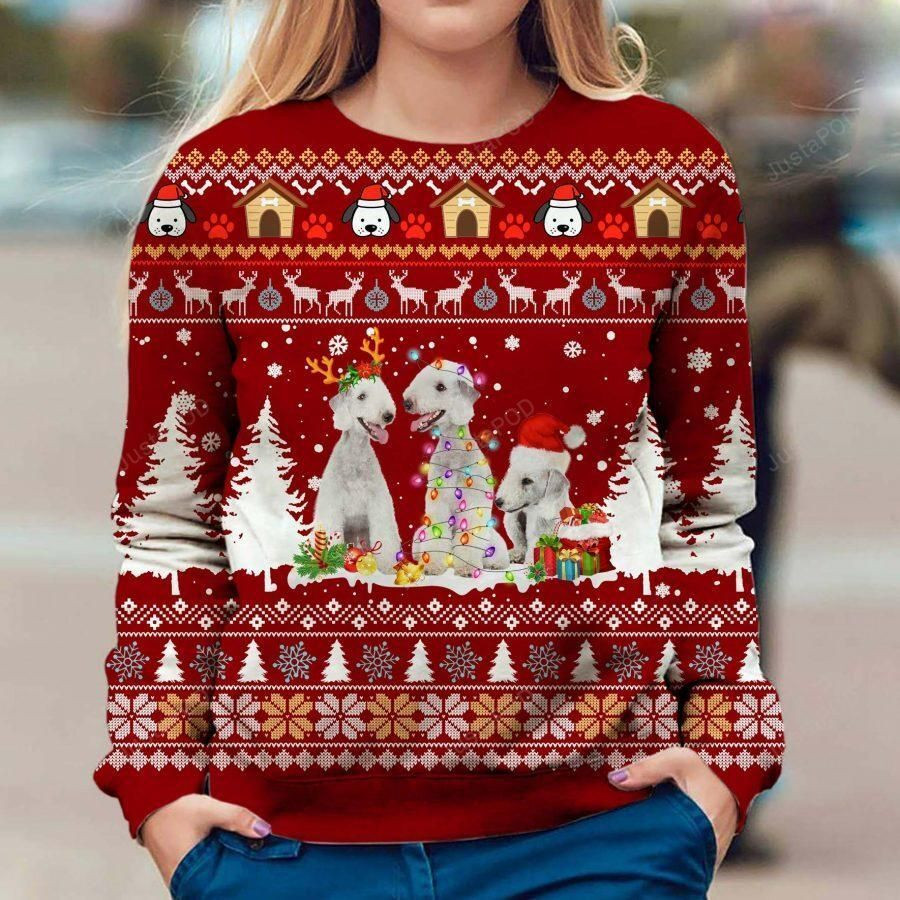 Bedlington Terrier Christmas Ugly Christmas Sweater Adult 3D Funny Matching for family