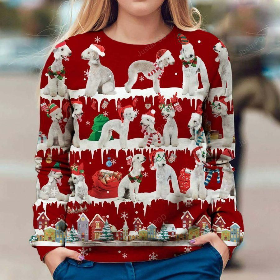 Bedlington Terrier Ugly Christmas Sweater Adult 3D Funny Matching for family