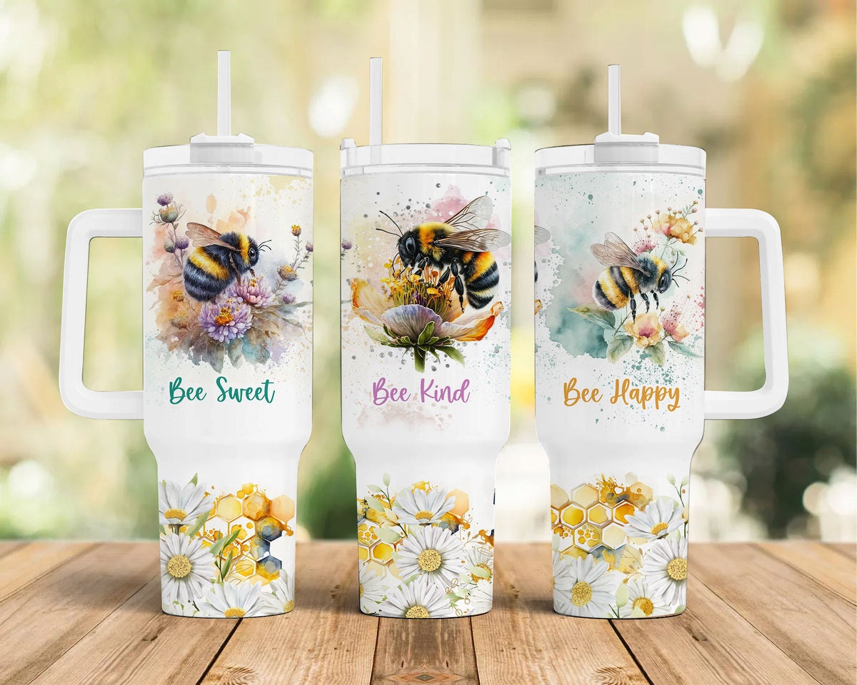 Bee And Flowers Custom Stanley Cup 40 oz 30 oz Tumbler With HandleTVC2301894