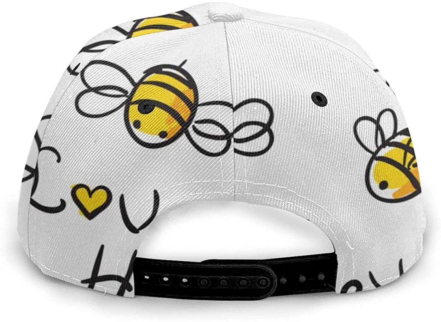Bee Love Honey Print Classic Baseball 3D Cap Adjustable Twill Sports Dad Hats For Unisex Trucker Hats Custom Hats Gifts For Men & Women