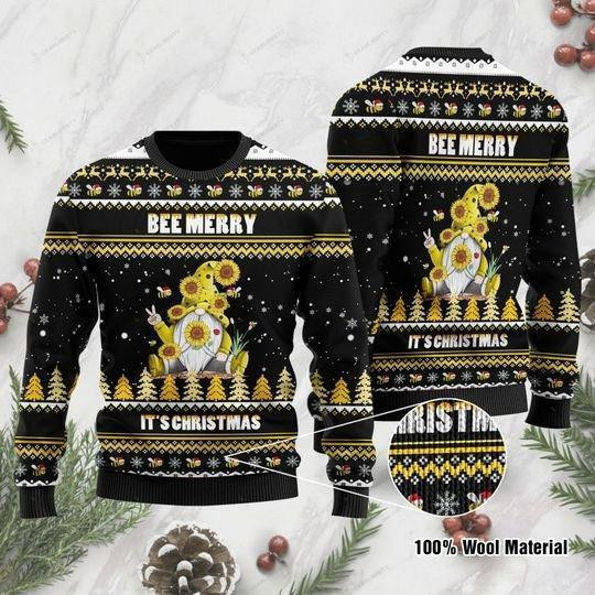 Bee Merry Ugly Christmas Sweater Adult 3D Funny Matching for family