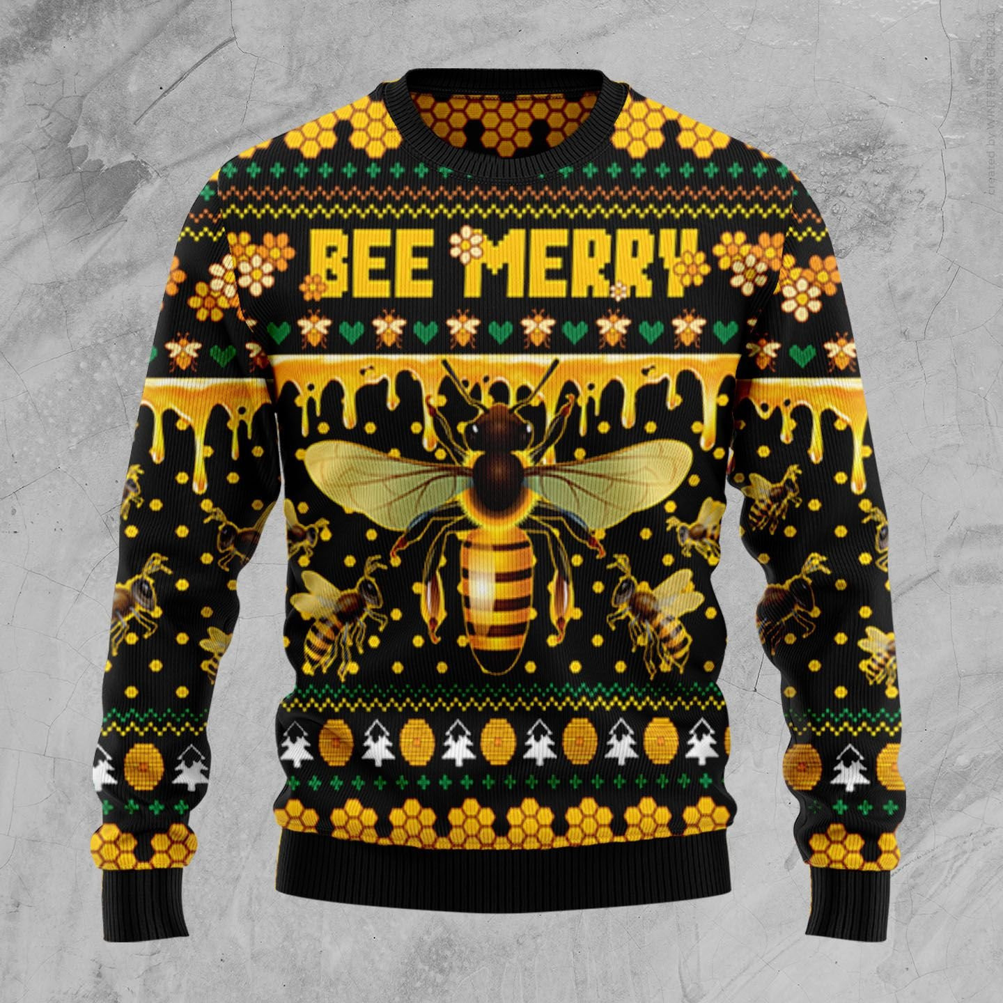 Bee Merry Ugly Christmas Sweater Adult 3D Funny Matching for family