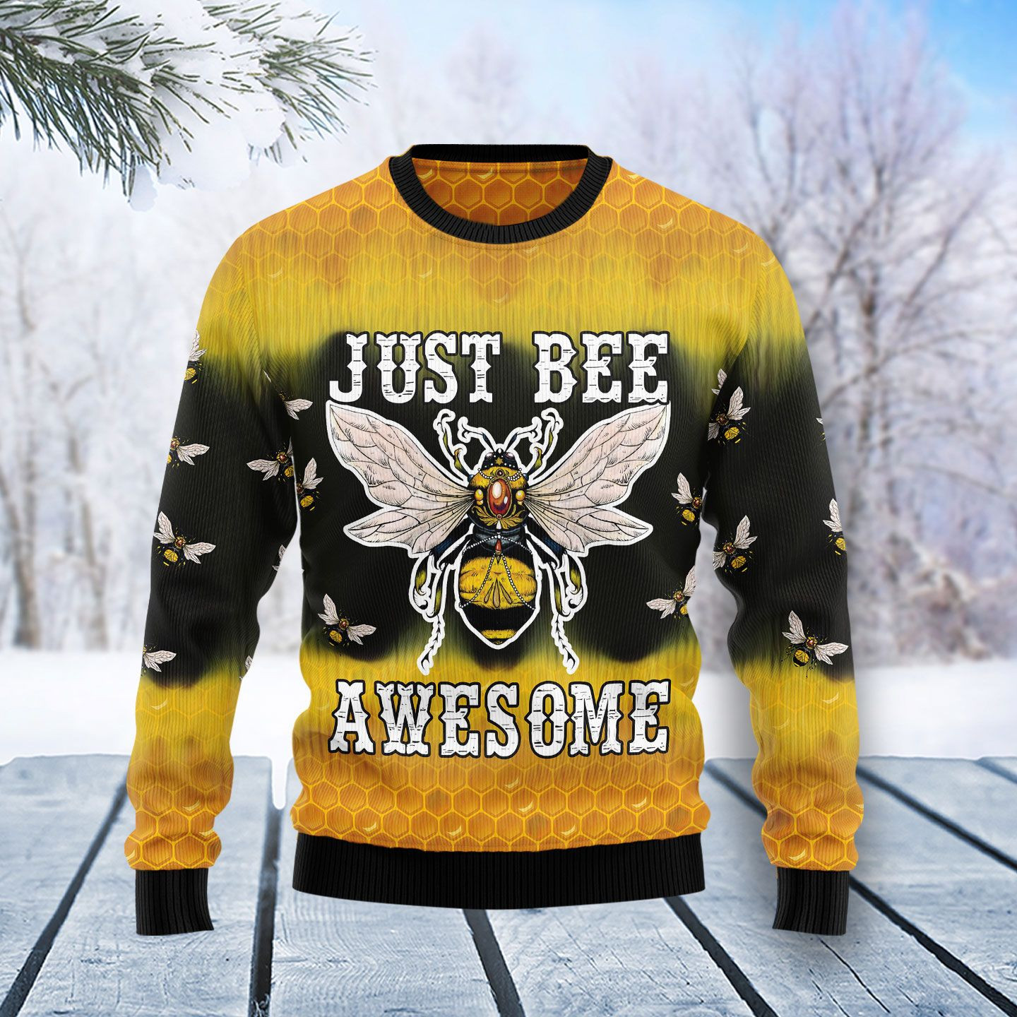 Bee Tie Dye Ugly Christmas Sweater Adult 3D Funny Matching for family