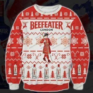 Beefeater Gin 3D Print Winter Ugly Christmas Sweater Adult 3D Funny Matching for family