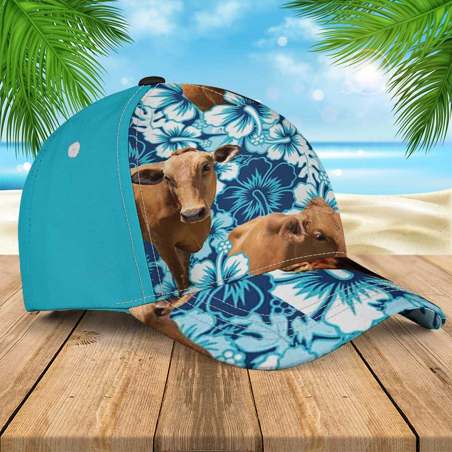 Beefmaster Blue Hibiscus Flowers Hawaiian Summer Hats, Beefmaster 3D Cap for Men & Women Trucker Hats Custom Hats Gifts For Men & Women